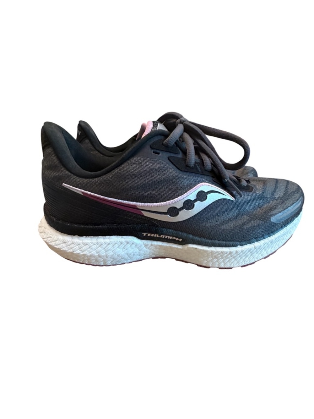 Saucony Triumph Running Shoes Women 8.5 Black Pink Cushioned Athletic Sneakers
